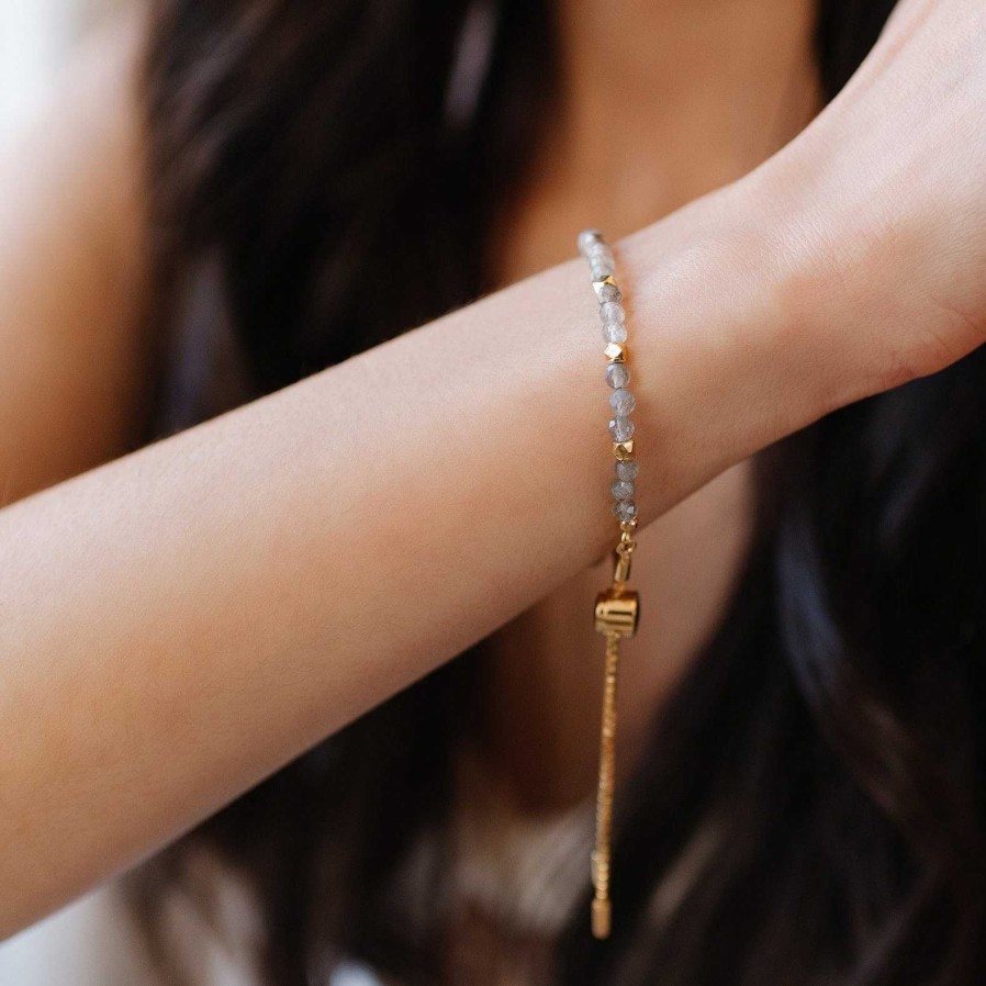 Bracelets So Pretty Cara Cotter Iconic Adjustable Nugget Bracelet - Labradorite & Gold