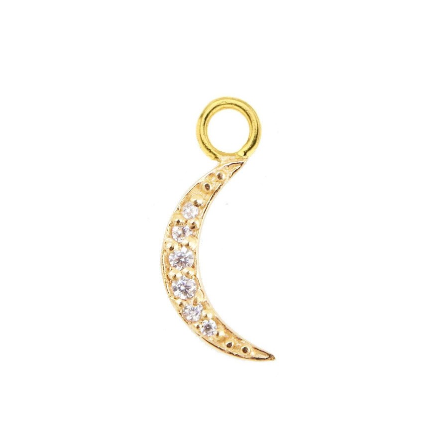 Charms CP-157-CZ Mini Dream Luna Namesake Charm - Cubic Zirconia & Gold