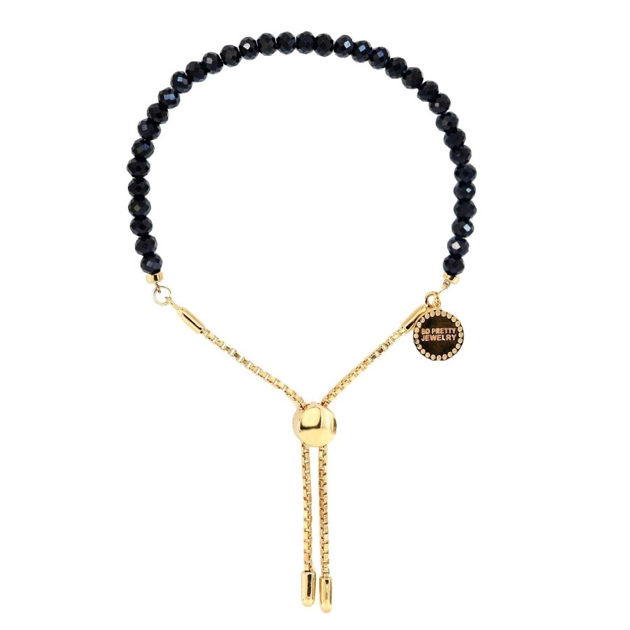 Bracelets CB-172-SLB Iconic Adjustable Bracelet - Black Onyx & Gold