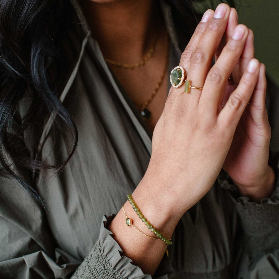 Bracelets JFB-1401-VS Dainty Legacy Bracelet - Juniper Vasonite & Gold