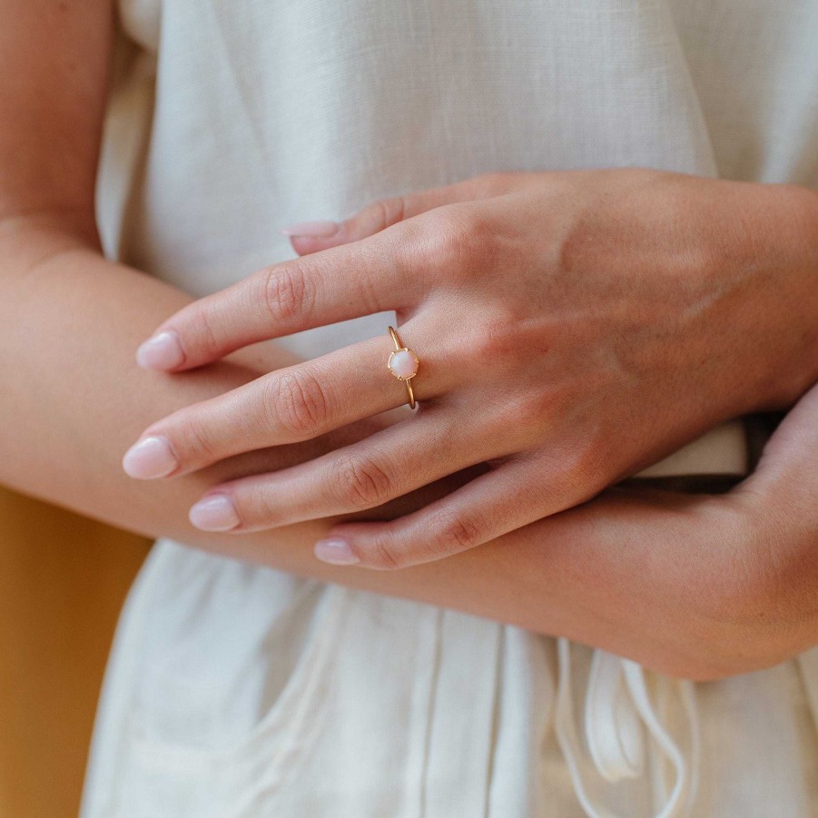 Rings So Pretty Cara Cotter Grace Ring - Pink Opal & Gold