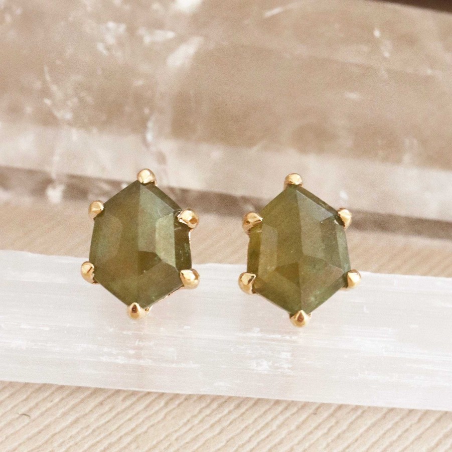 Earrings CE-122-VS Mini Honour Stud Earrings - Juniper Vasonite & Gold