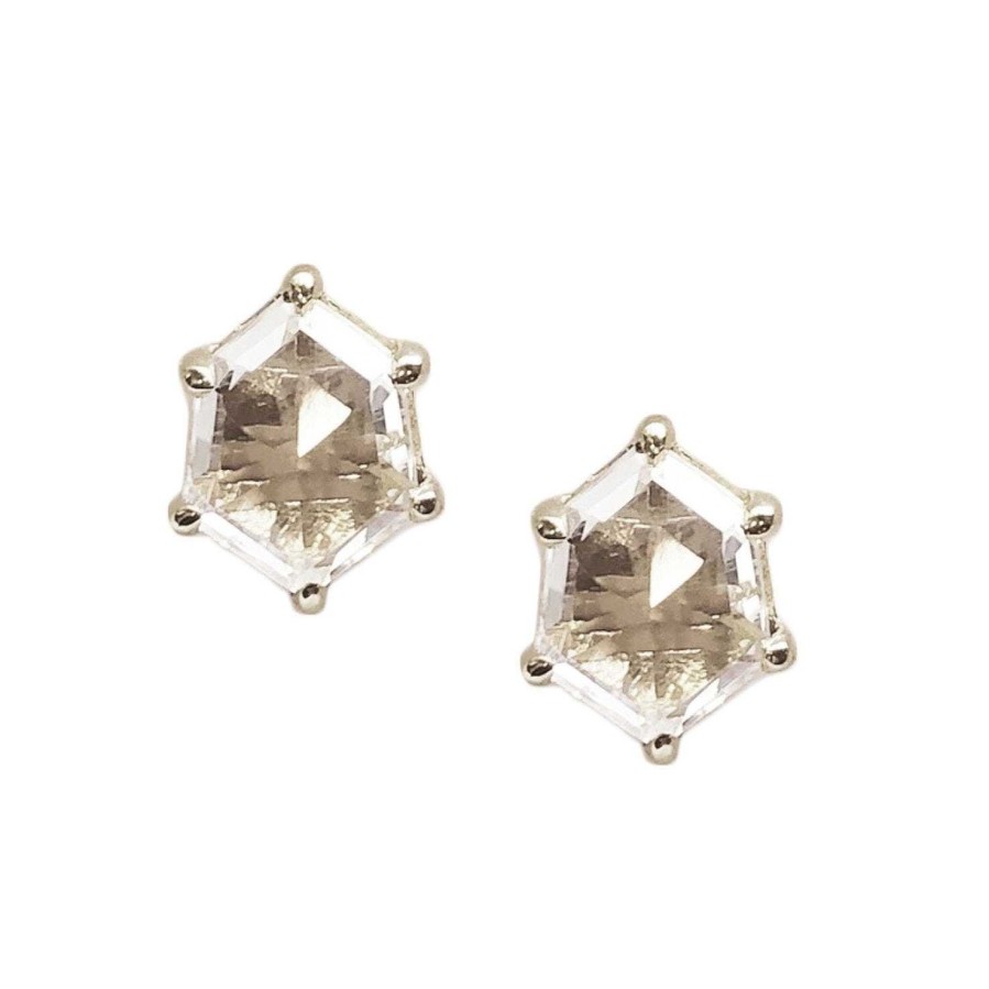 Earrings CE-122-TW Mini Honour Stud Earrings - White Topaz & Silver