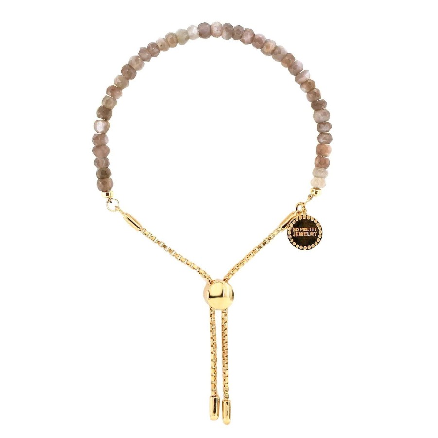 Bracelets CB-172-BCM Iconic Adjustable Bracelet - Chai Moonstone & Gold